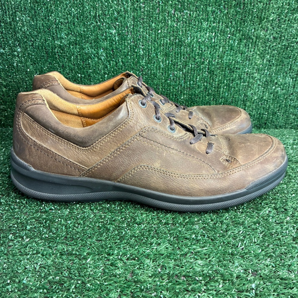 ECCO Remote Leather Lace Up Comfort Walking Casual Shoes Brown Mens Size 12-12.5